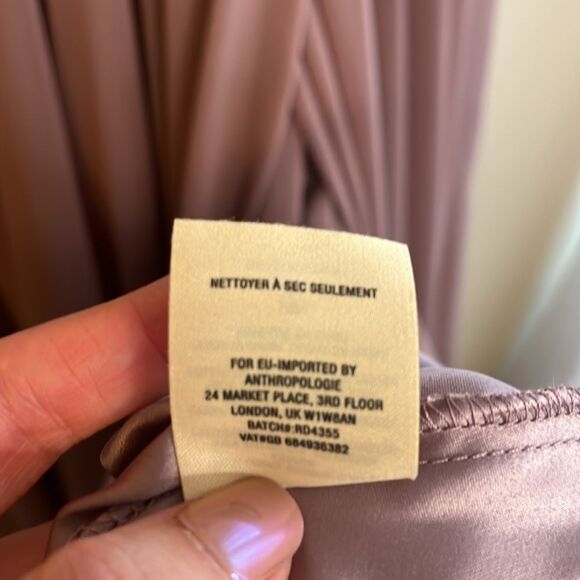 Anthropologie BHLDN Eva Dress Violet Grey Small Flowy Chiffon Maxi Bridesmaid - Picture 9 of 12